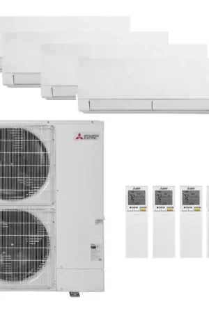 Mitsubishi Electric 4 Zone Wall Mounted Ductless Mini-Split Heat Pump System 60,000 BTU 18.9 SEER (15K+15K+15K+15K) Free Returns