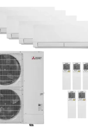 Mitsubishi Electric 5 Zone Wall Mounted Ductless Mini-Split Heat Pump System 60,000 BTU 18.9 SEER (9K+9K+9K+9K+9K) Popular