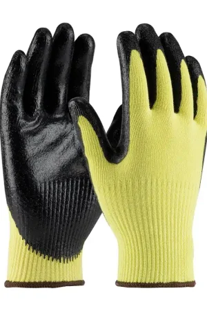 Express Delivery PIP 09-K1400/L G-Tek KEV, Yellow 10G Kevlar Shell, Black Nitrile Coat Smooth Grip, A2, Pack of 12 Pairs