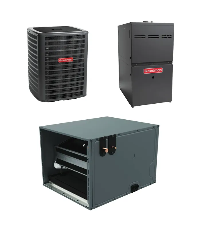 Goodman - 2.5 Ton Cooling - 60k BTU/Hr Heating - Air Conditioner + Multi Speed Furnace System - 14.5 SEER2 - 80% AFUE - Horizontal Luxury