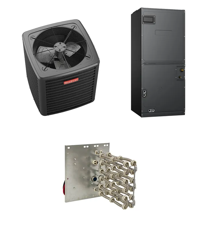 Cheap Goodman - 2.5 Ton Cooling - 30k BTU/Hr Heating - Heat Pump + Air Handler System - 14.3 SEER2 - 7.5 HSPF2 + Electric Heat Kit