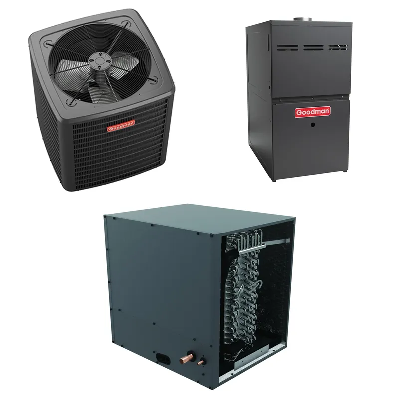 Goodman - 3.5 Ton Cooling - 100k BTU/Hr Heating - Air Conditioner + Multi Speed Furnace System - 15.2 SEER2 - 96% AFUE - Horizontal New Release