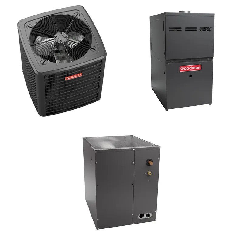 Save Now Goodman - 4 Ton Cooling - 80k BTU/Hr Heating - Air Conditioner + Multi Speed Furnace System - 14.3 SEER2 - 80% AFUE - Upflow