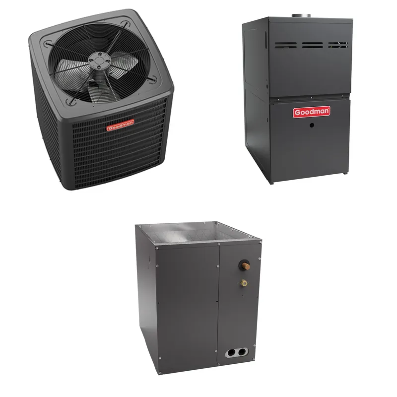 Goodman - 4 Ton Cooling - 80k BTU/Hr Heating - Air Conditioner + Multi Speed Furnace System - 14 SEER2 - 80% AFUE - Downflow Sale