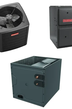 While Supplies Last Goodman - 2.0 Ton Cooling - 80k BTU/Hr Heating - Heat Pump + Furnace System - 14.3 SEER2 - 96% AFUE - Upflow