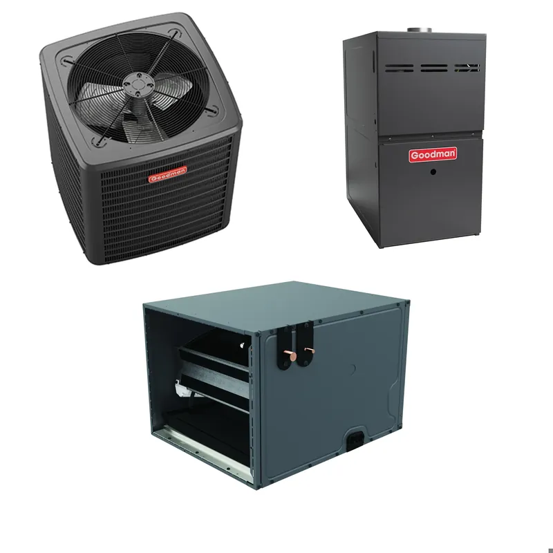 Goodman - 3 Ton Cooling - 80k BTU/Hr Heating - Air Conditioner + Variable Speed Furnace System - 14.5 SEER2 - 80% AFUE - Horizontal Low Price