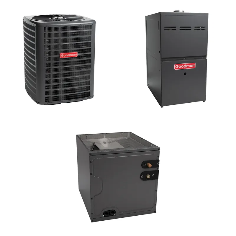 Goodman - 2.0 Ton Cooling - 60k BTU/Hr Heating - Air Conditioner + Multi Speed Furnace System - 15.5 SEER - 80% AFUE - Upflow Bargain