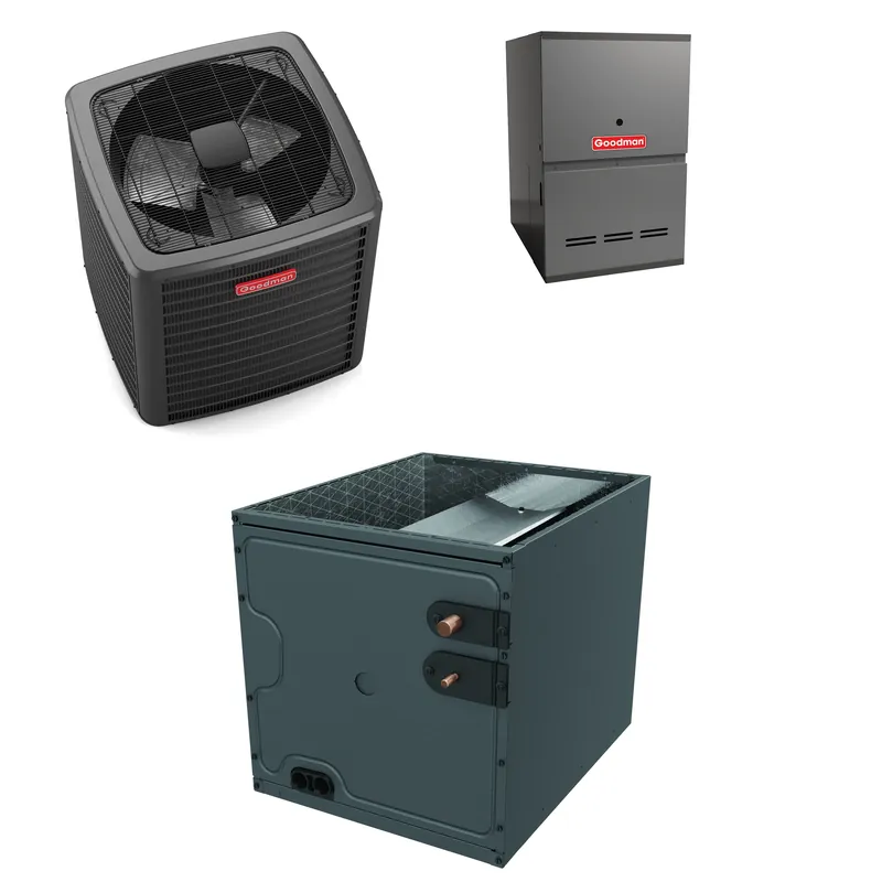 Fresh Stock Goodman - 3.0 Ton Cooling - 80k BTU/Hr Heating - Air Conditioner + Variable Speed Furnace System - 17.2 SEER2 - 80% AFUE - Downflow