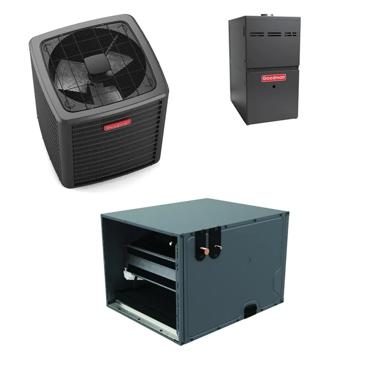 Goodman - 3.0 Ton Cooling - 80k BTU/Hr Heating - Air Conditioner + Variable Speed Furnace System - 16.5 SEER2 - 80% AFUE - Horizontal Shop Now