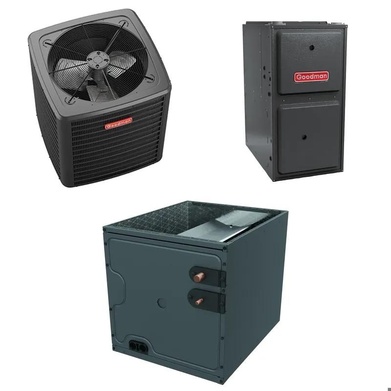 Reduced Price Goodman - 2 Ton Cooling - 60k BTU/Hr Heating - Air Conditioner + Variable Speed Furnace System - 14.7 SEER2 - 96% AFUE - Downflow