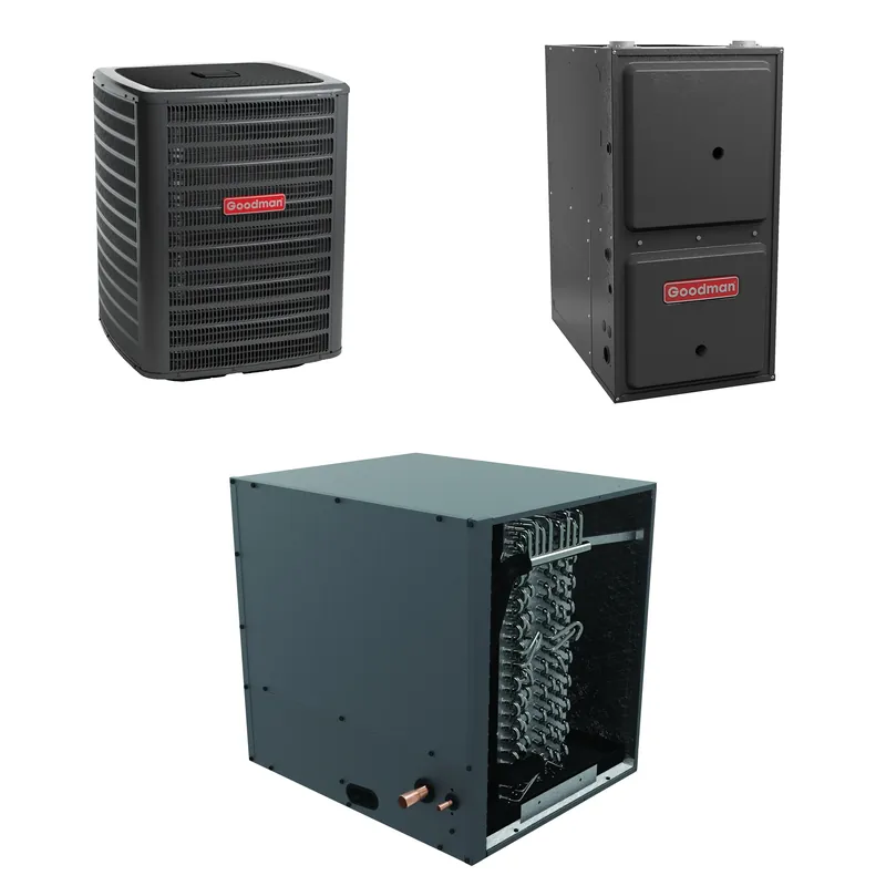 Goodman - 3.5 Ton Cooling - 80k BTU/Hr Heating - Air Conditioner + Variable Speed Furnace System - 15 SEER2 - 97% AFUE - Horizontal Buy Online