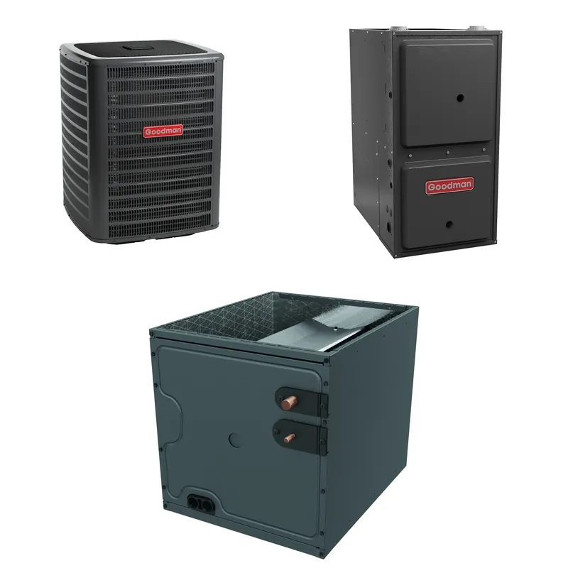 Goodman - 1.5 Ton Cooling - 80k BTU/Hr Heating - Air Conditioner + Variable Speed Furnace System - 15 SEER2 - 97% AFUE - Upflow One Day Deal