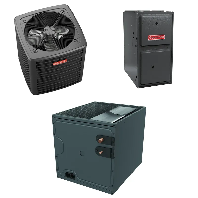 Goodman - 2.5 Ton Cooling - 100k BTU/Hr Heating - Heat Pump + Furnace System - 14.3 SEER2 - 96% AFUE - Upflow Buy Direct