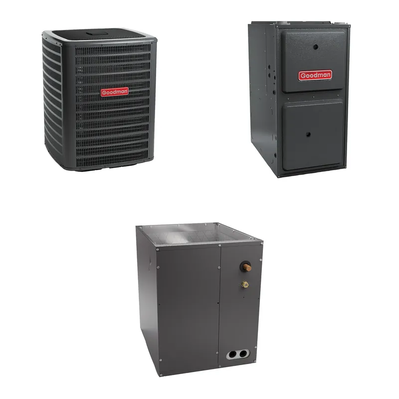 Goodman - 4.0 Ton Cooling - 120k BTU/Hr Heating - Air Conditioner + Multi Speed Furnace System - 14.3 SEER2 - 96% AFUE - Upflow Authentic