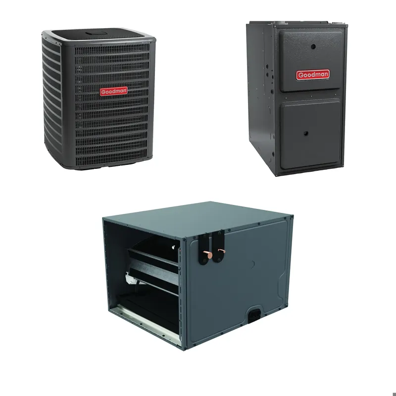 Goodman - 2.5 Ton Cooling - 60k BTU/Hr Heating - Air Conditioner + Multi Speed Furnace System - 14.5 SEER2 - 96% AFUE - Horizontal Free Returns