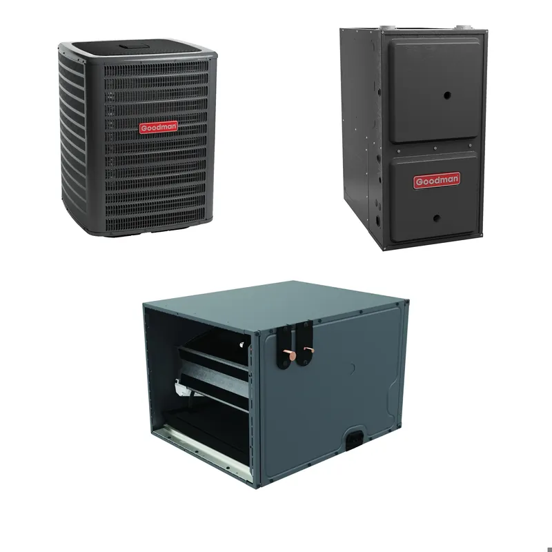 Goodman - 2.5 Ton Cooling - 80k BTU/Hr Heating - Air Conditioner + Variable Speed Furnace System - 14.5 SEER2 - 97% AFUE - Horizontal Express Delivery