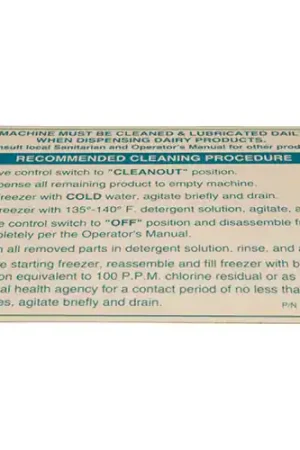 Fresh Stock Cleaning Decal for Saniserv 10035