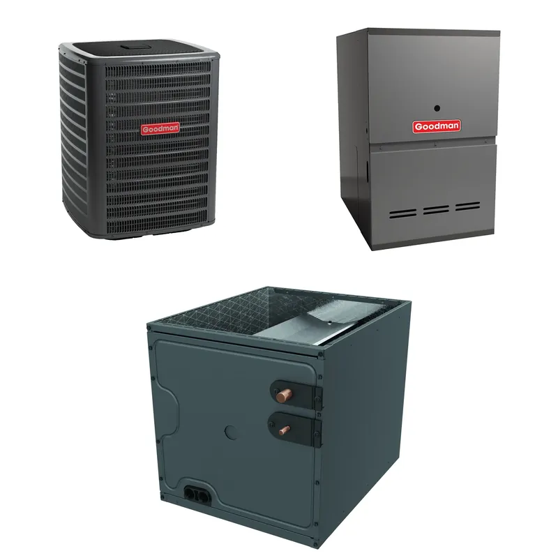 Goodman - 2.0 Ton Cooling - 60k BTU/Hr Heating - Air Conditioner + Variable Speed Furnace System - 15 SEER2 - 80% AFUE - Downflow Grab Now
