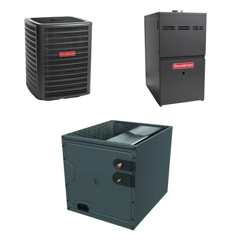 Goodman - 3.0 Ton Cooling - 60k BTU/Hr Heating - Air Conditioner + Multi Speed Furnace System - 14.5 SEER2 - 80% AFUE - Upflow Bargain
