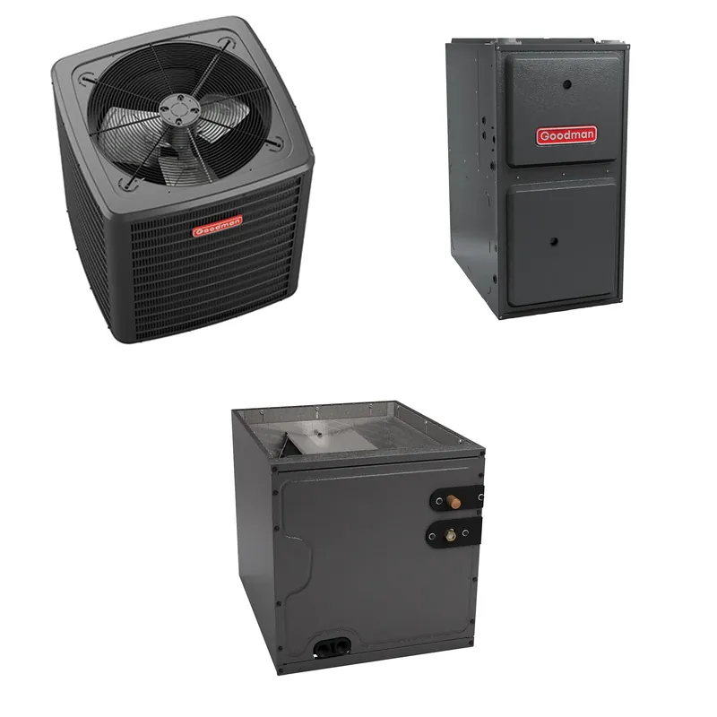 Goodman - 2.0 Ton Cooling - 80k BTU/Hr Heating - Air Conditioner + Multi Speed Furnace System - 15.2 SEER2 - 96% AFUE - Upflow Cheap