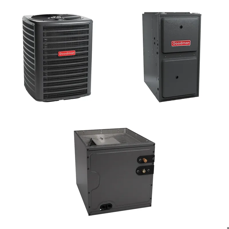 Goodman - 2.5 Ton Cooling - 60k BTU/Hr Heating - Air Conditioner + Multi Speed Furnace System - 15.0 SEER - 96% AFUE - Upflow Top Pick