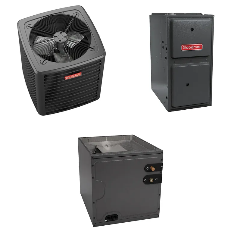 Goodman - 3 Ton Cooling - 60k BTU/Hr Heating - Air Conditioner + Variable Speed Furnace System - 14.5 SEER2 - 96% AFUE - Downflow - R-410A Place Order