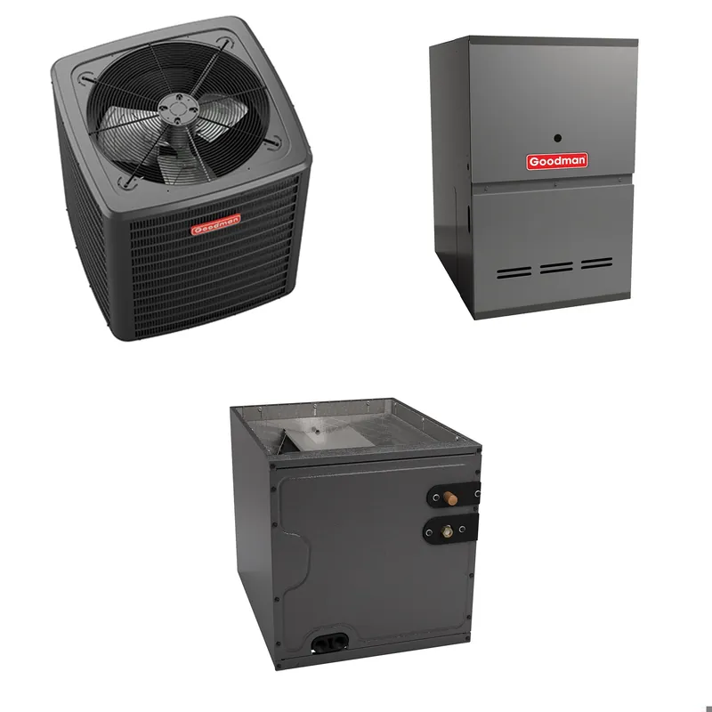 Must Have Goodman - 2.5 Ton Cooling - 80k BTU/Hr Heating - Air Conditioner + Variable Speed Furnace System - 13.8 SEER2 - 80% AFUE - Downflow - R-410A