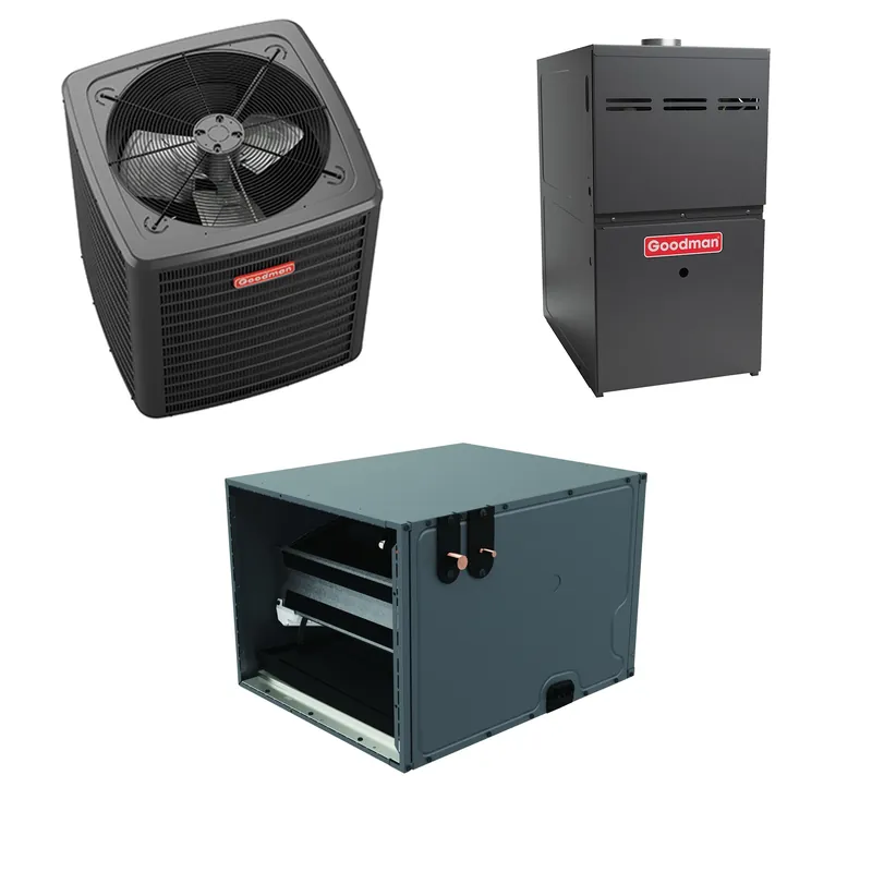 Goodman - 2.5 Ton Cooling - 80k BTU/Hr Heating - Air Conditioner + Multi Speed Furnace System - 15.2 SEER2 - 80% AFUE - Horizontal Last Chance