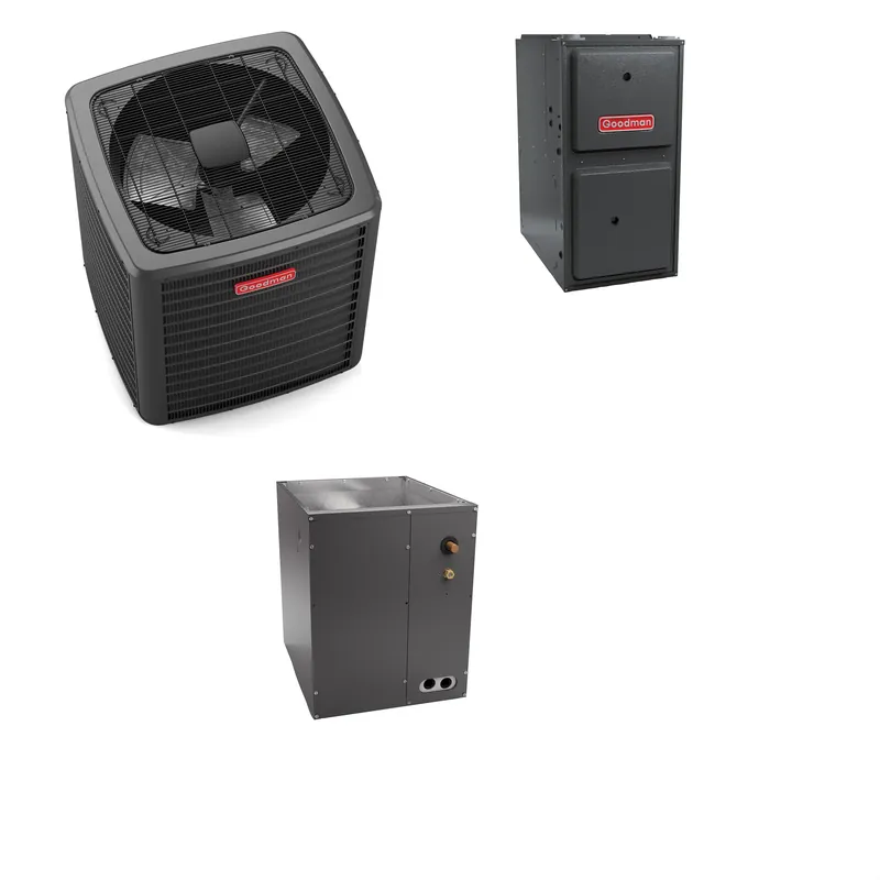 Buy Online Goodman - 3.0 Ton Cooling - 120k BTU/Hr Heating - Air Conditioner + Variable Speed Furnace System - 19.5 SEER2 - 96% AFUE - Downflow - R-410A