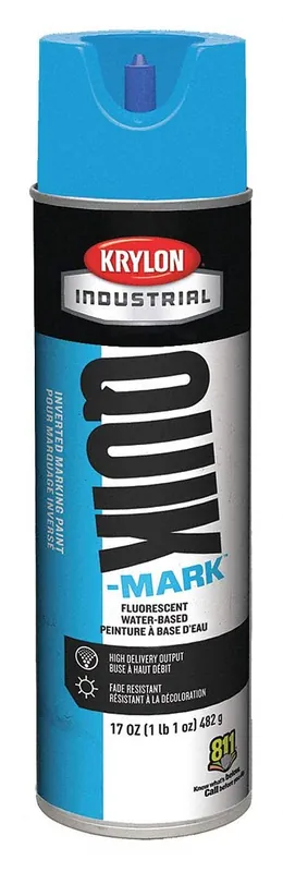 Final Sale Krylon A03620004 Quik-Mark Water-Based Fluorescent Inverted Marking Paint 17 oz Caution Blue