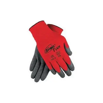 MCR Safety N9680L Ninja Flex Palm/Fingertip Latex-Coated Work Gloves, Large, Gray/Red Holiday Sale