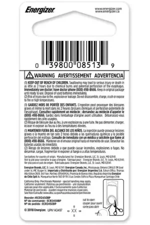 Energizer ECR2450BP 2450 3VDC Lithium Coin Battery 1-Pack Discount