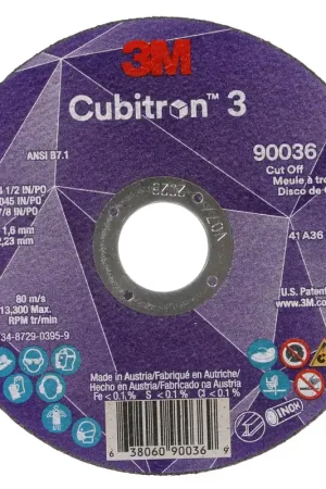 3M 7100304006 Cubitron 3 Cut-Off Wheel 4-1/2 Inch Dia, 0.045 Inch, 36+ Grit Markdown