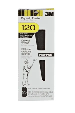 3M 7010371363 Pro-Pak Drywall Sanding Sheet 4.1875 in x 11.25 in, 25 sht pk, 120C Grit Weekend Sale