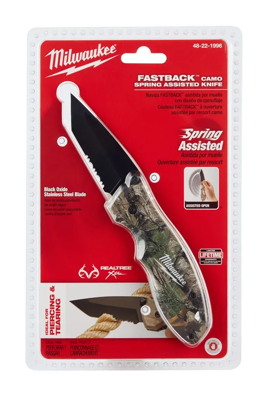 Milwaukee 48-22-1996 Fastback Camo Spring Assisted Pocket Knife Next Day Delivery