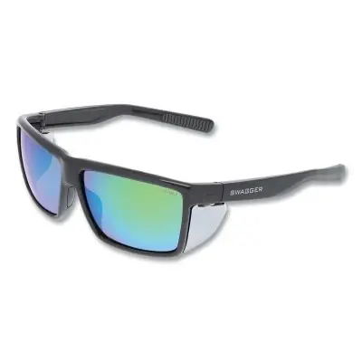 Deal MCR Safety SR22BG Swagger SR2 Safety Glasses Polycarbonate Lens Charcoal Frame Green Mirror Lens