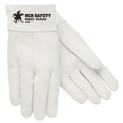 MCR Safety 4910 Red Ram Mig/Tig Gloves Goatskin Size 10 White Straight Cuff Unlined Super Sale