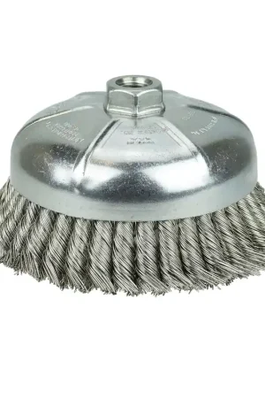 Weiler 12476 6 Single Row Knot Wire Cup Brush .023 Stainless Steel Fill 5/8-11 UNC Nut Luxury
