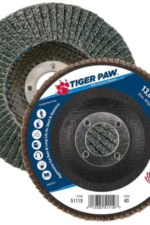 Weiler 51119 Tiger Paw Abrasive Flap Disc 40Z 4-1/2 Inches 7/8 Arbor Cheap