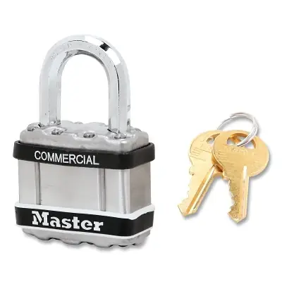 Master Lock M1KASTS-2001 Wide Commercial Magnum Laminated Steel Padlock 1 Inch Shackle Height Silver Latest