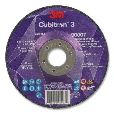 3M 7100303967 Cubitron 3 Depressed Center Grinding Wheel 36+ Grit 5 in x 1/4 in x 7/8 in Latest