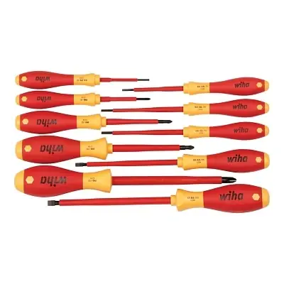 Wiha Tools 32093 SoftFinish Insulated Screwdriver Set Metric Includes 4 Phillips 6 Slotted 10 Pc Professional Grade