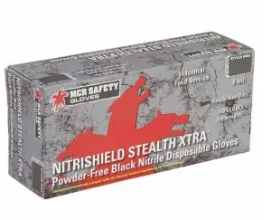 Weekend Sale MCR Safety 6062M Nitrile Disposable Gloves NitriShield Stealth Xtra Medium Black Replacement MPN