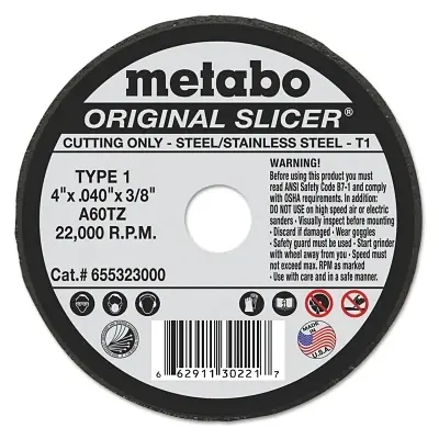 Super Sale Metabo 655323000 Original Slicer Cutting Wheel 4 inches dia 0.04 inches Thick A 60 TZ Grit Alum. Oxide