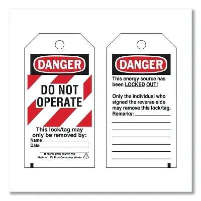 Brady 65452 Lockout Tag 5.75 in H x 3 in W Red/Black/White Pack of 25 Express Delivery