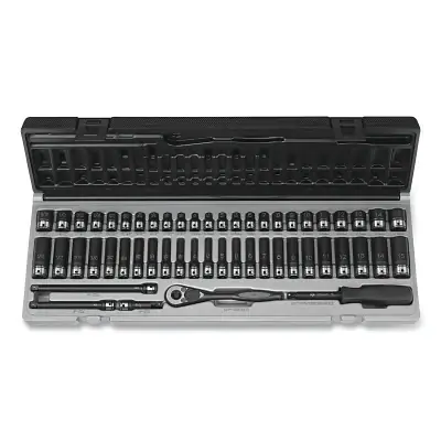 Grey Pneumatic 89653CRD Duo-Socket Impact Socket Set, 1/4 in Dr, 6-pt, Deep/Std, Incl (20) SAE/(28) Metric SKTs/Ratchet/Exts/Spinner/Case, 53 Pc Price Drop
