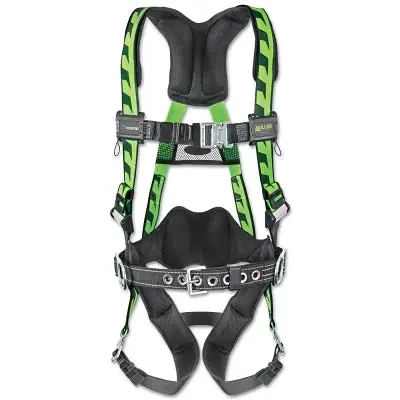 Secure Checkout Honeywell Miller ACF-TBUG AirCore Full-Body Harness, Front and Side D-Rings, Polyester, Universal, Green