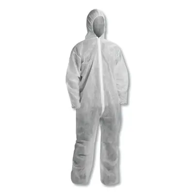 Buy Online Kimberly-Clark Professional 67303 KLEENGUARD KGA10 Lightweight Coverall Hooded Zip Front Elastic Wrist and Ankle White 3X-Large