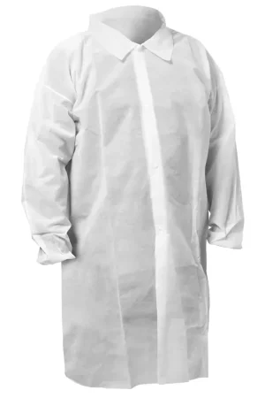 KleenGuard 67315 KGA10 Lightweight Labcoat for Non-Hazardous Particulate Protection, 4-Snap Closure, Elastic Wrists, No Pockets, White, Large (Qty 50) Limited Offer