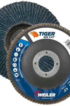 Weiler 50803 Big Cat High Density Flap Disc Type 27 Round Hole Zirconia Alumina 4-1/2 inches 40 Grit Last Chance